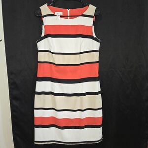 Alyx Limited Striped Sleeveless Sheath Dress Sz 12 Career Mod Quiet Luxury *FLAW